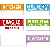 400 Pcs 1.65 x 3.5 Inches Large Home Moving Packing Box Labels, 6-Color Coded Packing Box Stickers with Fragile and Blank Customizable Labels