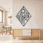 Jidecor Metal Western Cactus Desert Wall Hanging Decor Silhouette Wall Art for Home Living Room Bedroom Kitchen outdoor decor (Black)