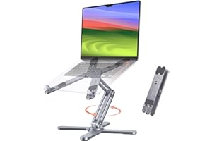 OMOTON Foldable 360 Rotating Laptop Stand for Desk, Adjustable Computer Stand Riser for Collaborative Work, Easy Storage Alum