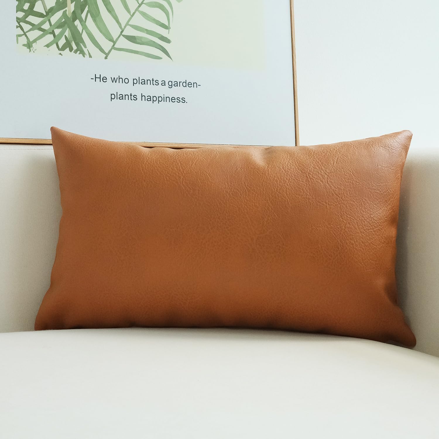 Photo 1 of JOJUSIS Modern Leather Throw Pillow Cover for Couch Sofa Bed 12 x 20 Inch 100% Faux Leather