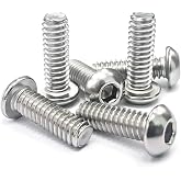 1/4-20 x 3/4" Button Head Socket Cap Bolts Screws, 304 Stainless Steel 18-8, Allen Hex Drive, Bright Finish, Fully Machine Thread, Pack of 25