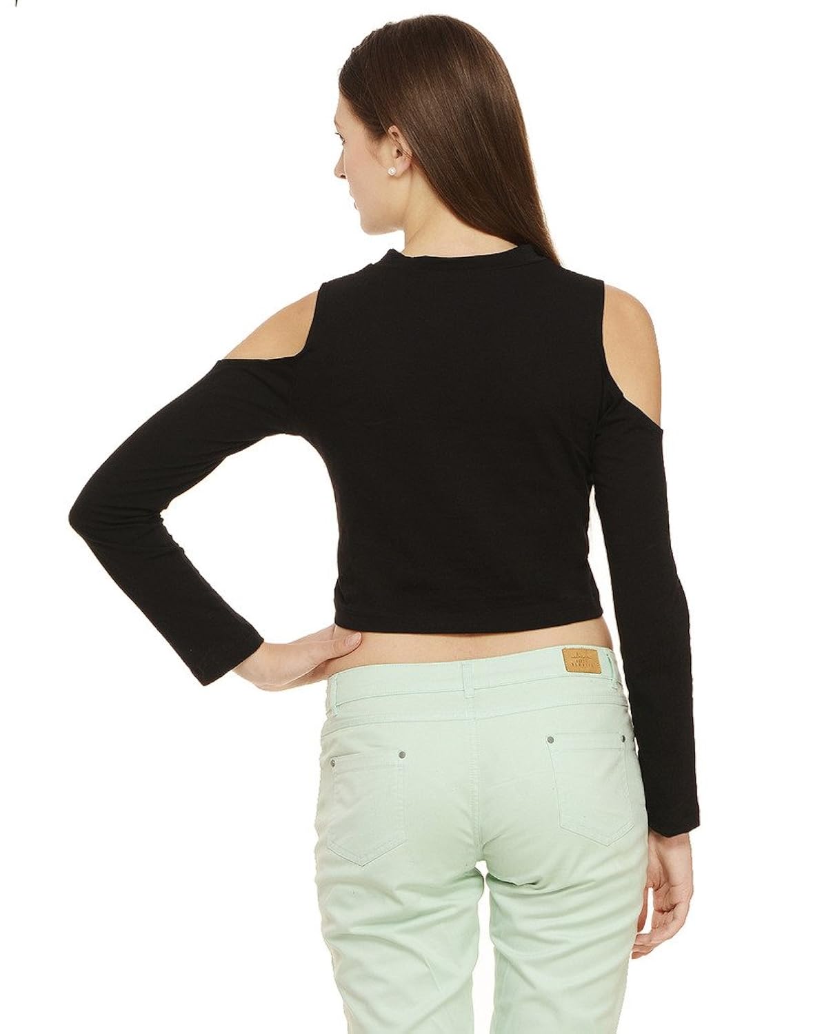 rigo cold shoulder crop top for women