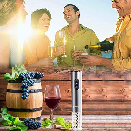 image for JDWAY Wine Opener Gift Set Battery Operated Corkscrew, Foil Cutter, Va