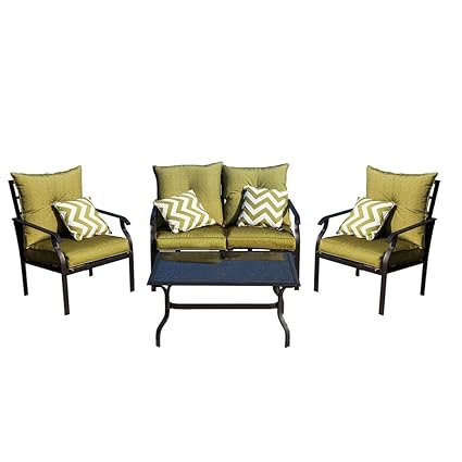 Voberry@ 5-Piece Outdoor Patio Furniture Chair Table Set Sofa Cushioned Seat Garden Set, Ships from Us Black 1