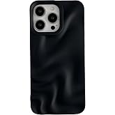 Caseative for iPhone 15 Pro Max Case, Black | Water Ripple Pattern Wave