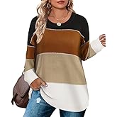 TIYOMI Plus Size Sweaters for Women Sexy Off Shoulder Pullover Crew Neck V Neck Hollow Out Long Sleeve Knitted Tops
