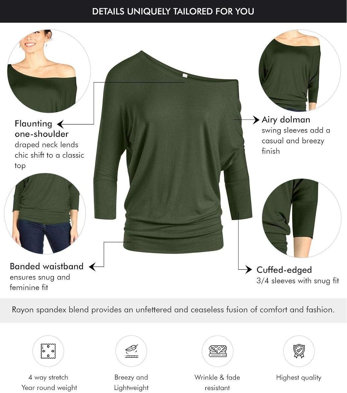 Dolman Tops for Women Sexy Off The Shoulder Tops Banded Waistband Shirts 3/4 Sleeves Regular and Plus Size Tops at  Women’s Clothing store