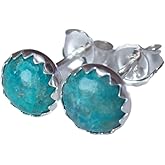 Chrysocolla Stud Earrings in Sterling Silver 6mm