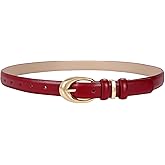 TRIWORKS Women Leather Belt for Jeans Pants Fashion Ladies Skinny Faux Leather Dress belt with Gold Buckle