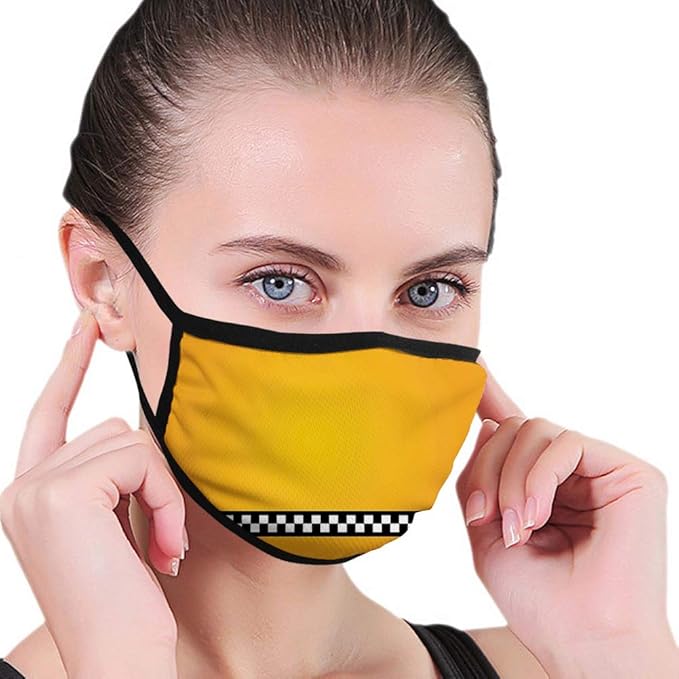 Download Amazon Com Windproof Printed Mask Yellow Taxi Cab Car Yellow With The Line Of Checkers Classical Print Orange White And Black Facial Decorations For Unisex Aqj 2790 Beauty PSD Mockup Templates