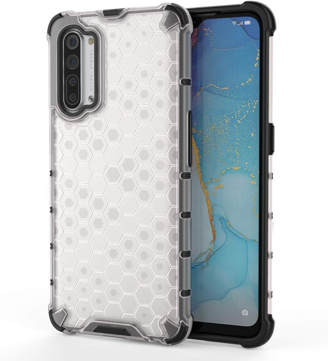 Reno 3 Case-Oppo Reno 3 Case Clear, Futanwei Honeycomb Series Rugged Shock Armor Case with Four Corners Thickening Design Military Heavy-Duty Anti-Drop Case for Oppo Reno 3 Case