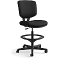 HON Volt Standing Desk Chair, Fabric Office Chair with Foot Rest, Armless, Ergonomic Recline and Center Tilt, Black