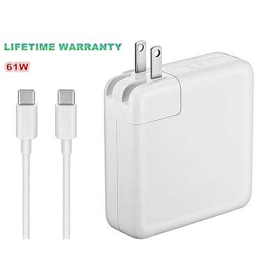 (Original Quality) 61W USB-C Power Adapter Replacement USB C AC Supply Charger Compatible with MacBook Pro Charger 13 Inch Laptop (USB-C Cable Included)