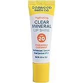 Seaweed Bath Co. Hydrating Clear Mineral Lip Shine - SPF 20 Sunscreen Zinc Oxide Lip Balm - Nourishing Care to Hydrate & Protect Dry, Chapped Lips - Natural Pineapple Coconut Flavor- 0.28 oz