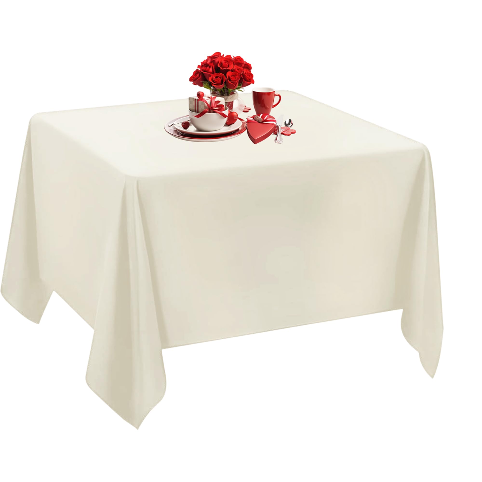 WedDecor 70 x 70 Inches Ivory Square Tablecloth Cover Polyester for Banquet, Party, Wedding, Dining, Birthday, Home D Inchcor, 1pc