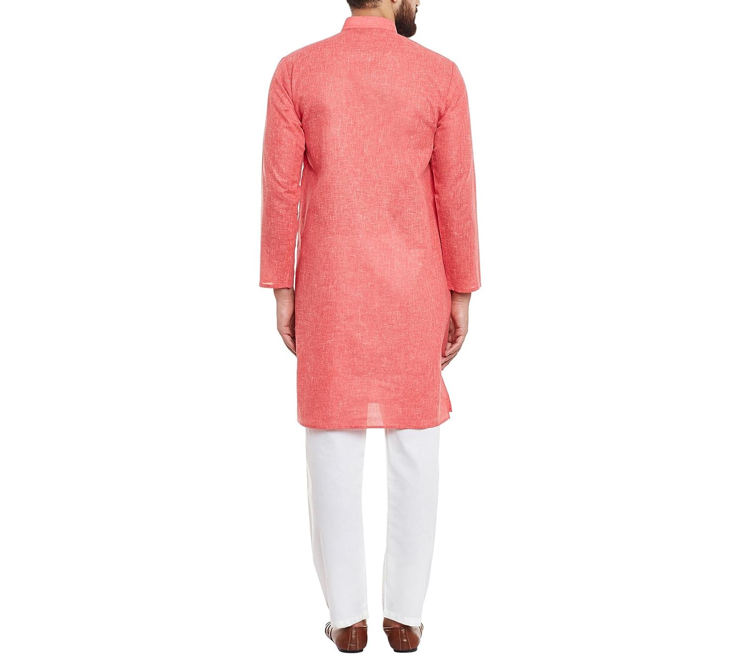 sojanya (since 1958) men's red cotton linen kurta pyjama