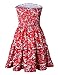 Murimia Womens Summer Strapless Off Shoulder Floral Print Beach Mini Dress Red White