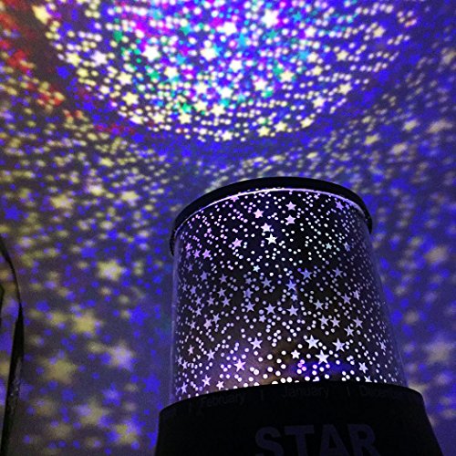 Orland LED Night Light USB Projector Rotation Colorful Light Lamp for Baby Kids Sleep (Black)