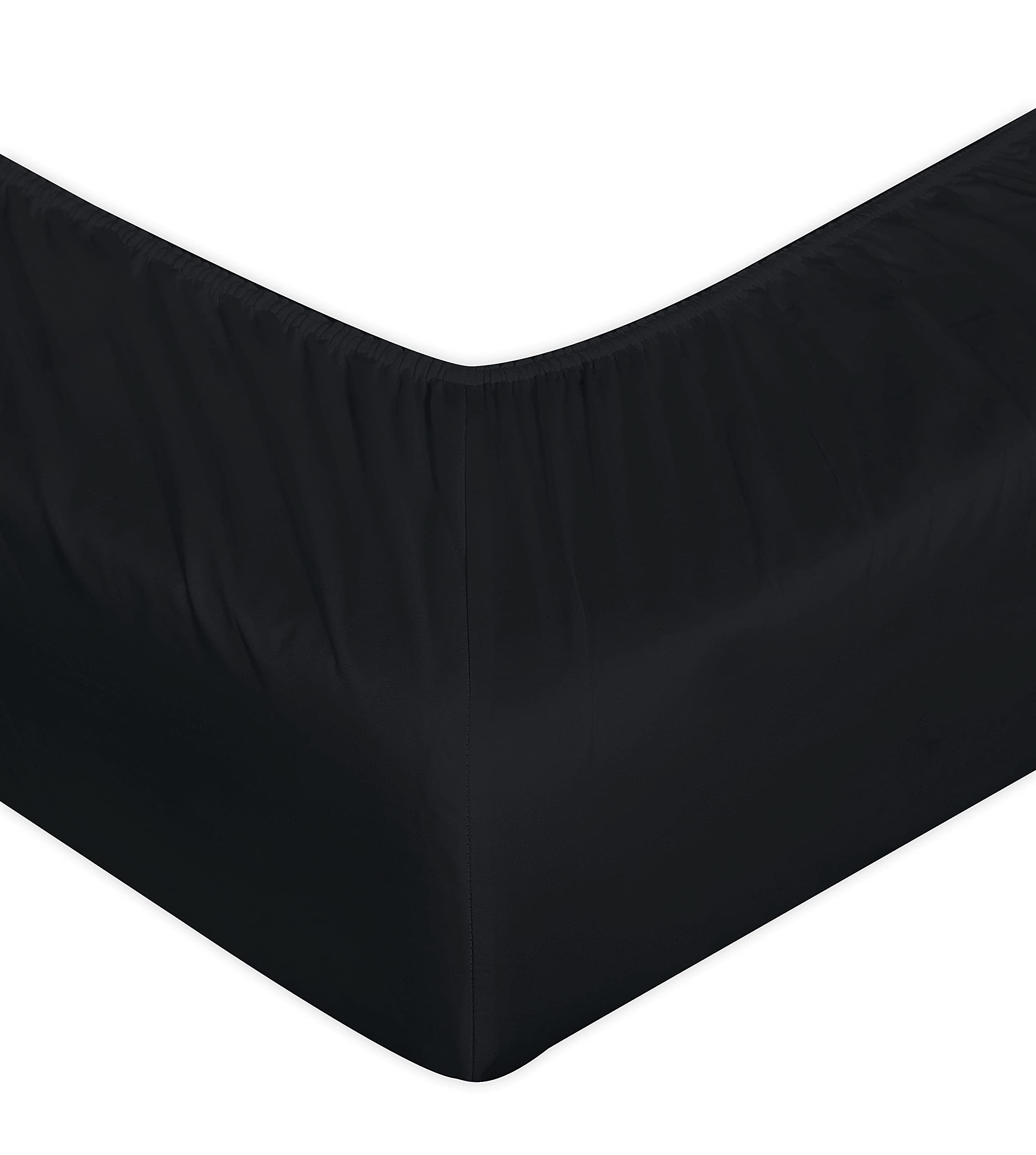 Fitted Sheet 30 cm Deep Brushed Microfiber Ultra Soft Wrinkle-Resistant Plain Dyed Fitted Bed Sheets Hypoallergenic Breathable Sheets (30CM Black, Super King)