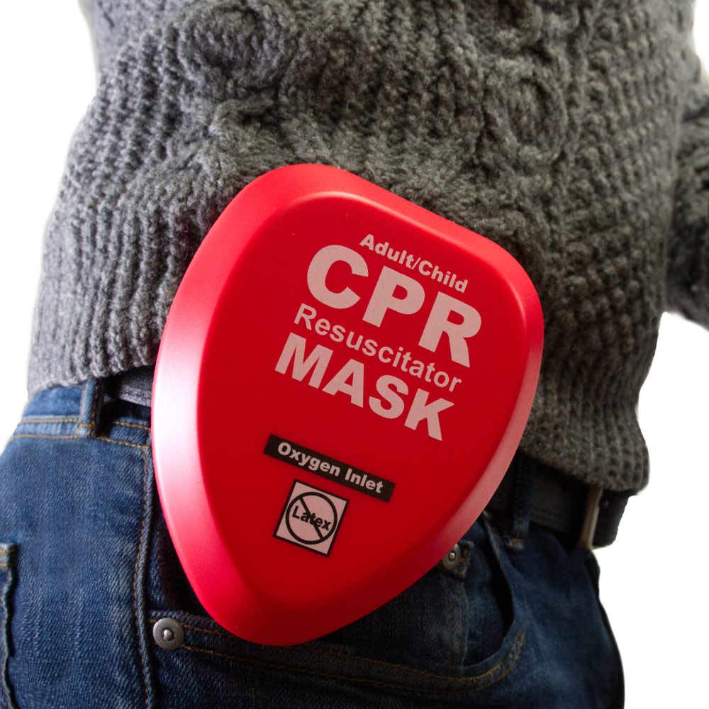 WNL Products Adult/Child Pocket CPR Rescue Resuscitation Mask Kit with One Way Valve and Belt Clip in Hard Red Case (1): Industrial & Scientific