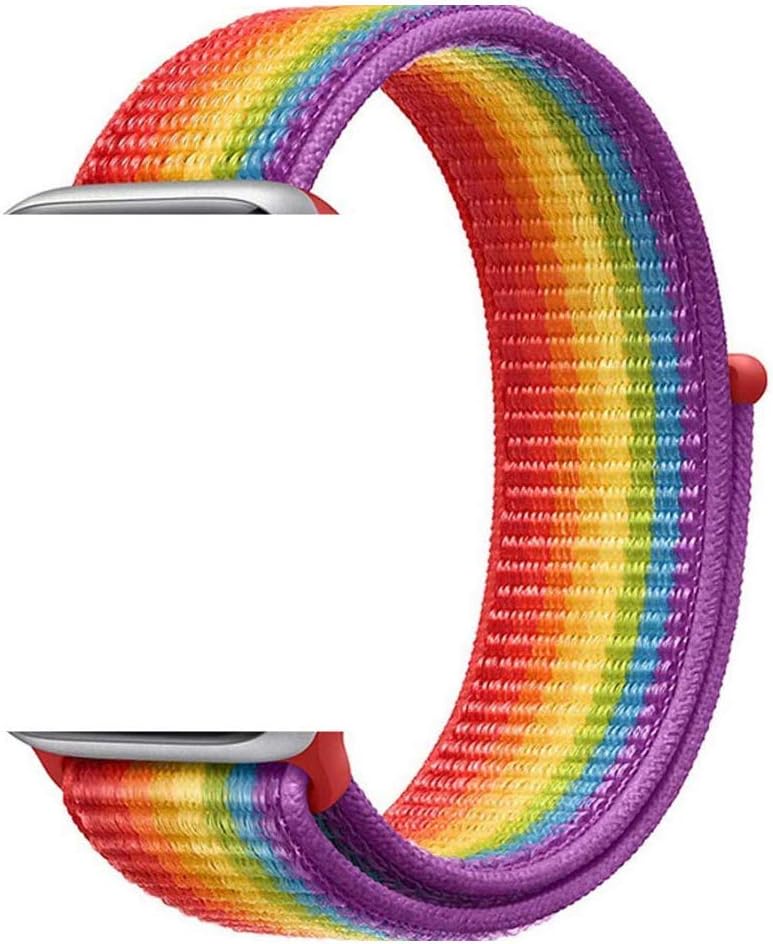 LIRAMARK Nylon Strap Band Compatible with Apple Watch/iWatch Series 4/3/2/1 (38/40 mm) - Rainbow