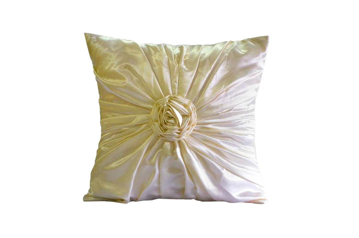 Buy Gray Life Fine Satin With Elegantly Gathered Rose Rose Cushion