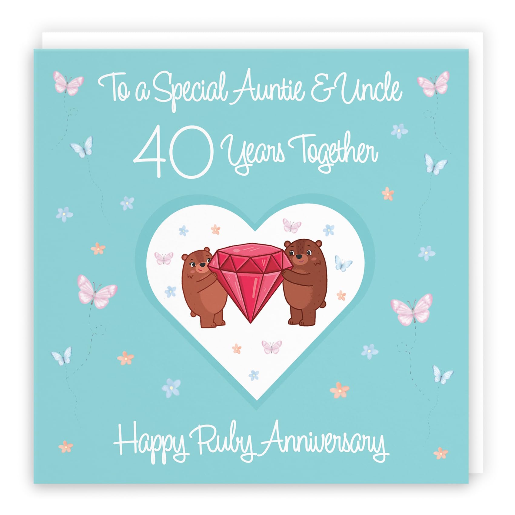 Hunts England - Auntie & Uncle 40th Anniversary Card - 40 Years - Ruby Anniversary - Romantic Meadows - Fun Card - 40th Anniversary Card For Auntie And Uncle — image 1