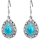Eetaitai Natural Turquoise Earrings for Women Dangling 925 Sterling Silver Blue Vintage Native American Western Jewelry Boho Earrings