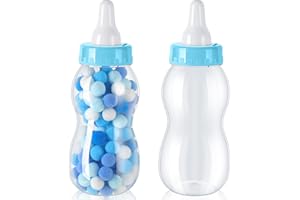Tessco for you 2 Pcs Large Baby Milk Bottle Fillable Baby Shower 11 x 4 Inch Piggy Bank Plastic Container for Game and Gender Reveal Celebrations Party Favor Gift Decor (Blue)