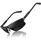 SKYOAK Sports Bifocal Reading Sunglasses Men Wrap Around UV 400 Protection Aluminum Frame Glasses Spring Hinge Semi Rimless Sun Readers Built In Driving/Running/Fishing Black, 2.5