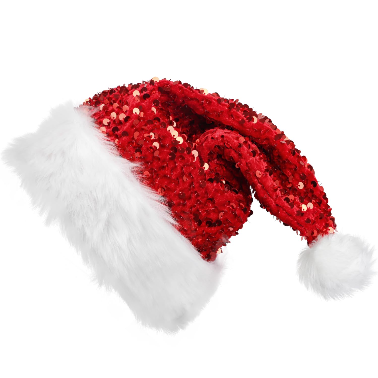 SULOLI Santa Hat Adult,1Pack Soft Plush Xmas Santa Hat for Adult with Thicken Classic Fur for Christmas Costume Party Supplies