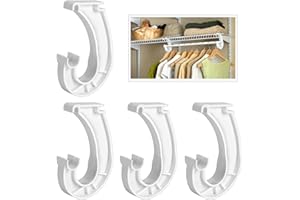 SENYLANHXY 4Pcs Hanging Closet Rod Support,3/4 Closet Shelf Rod Holder,Sturdy J-Shaped Closet Brackets for Hanging Clothes,Cabinets Storage and Curtain