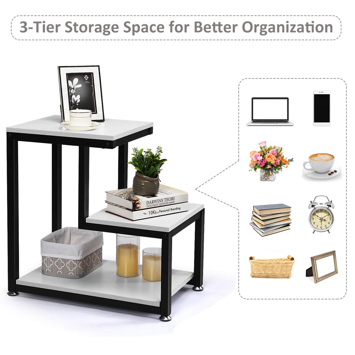 White End Table With Open Shelf Storage Buy Online In Colombia At Desertcart