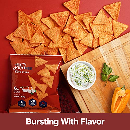 Real Ketones Keto Protein Chips with MCT, Tortilla Style, Sweet BBQ