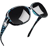 Joopin Big Womens Sunglasses Polarized Trendy Sun Glasses Large Rectangle UV Protection Rhinestone Sunnies