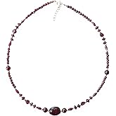 Natural Pink Garnet Beads Necklace Sterling Silver Gemstone Choker Jewelry Gift for her Crystal healing women