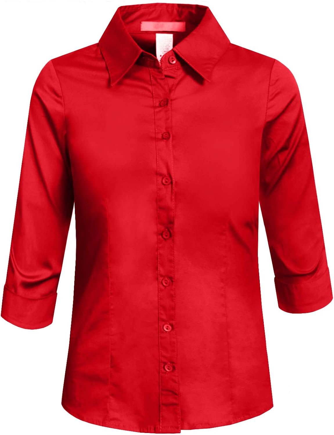 J. LOVNY Girl's Basic Casual Long Sleeve Roll Up Button Down Blouse Shirts: Clothing