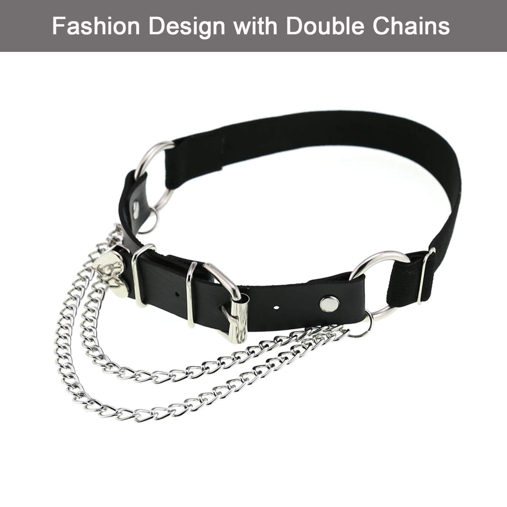 Adjustable Leg Garter with Chains, Elastic Punk Thigh Garters for Women, 1 Pair