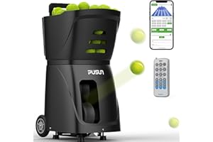 Tennis Ball Machine, PUSUN Portable PT-Smart Tennis Ball Launcher with 100+Ball Capacity, Triple Control via App/Remote/iWatc