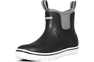 Hunthor Men's Deck Boots, Lightweight Waterproof Anti-Slip Fishing Rain Boots, Rubber Boots and High Performance for Boat, Yard and Outdoor (Size 7-14)
