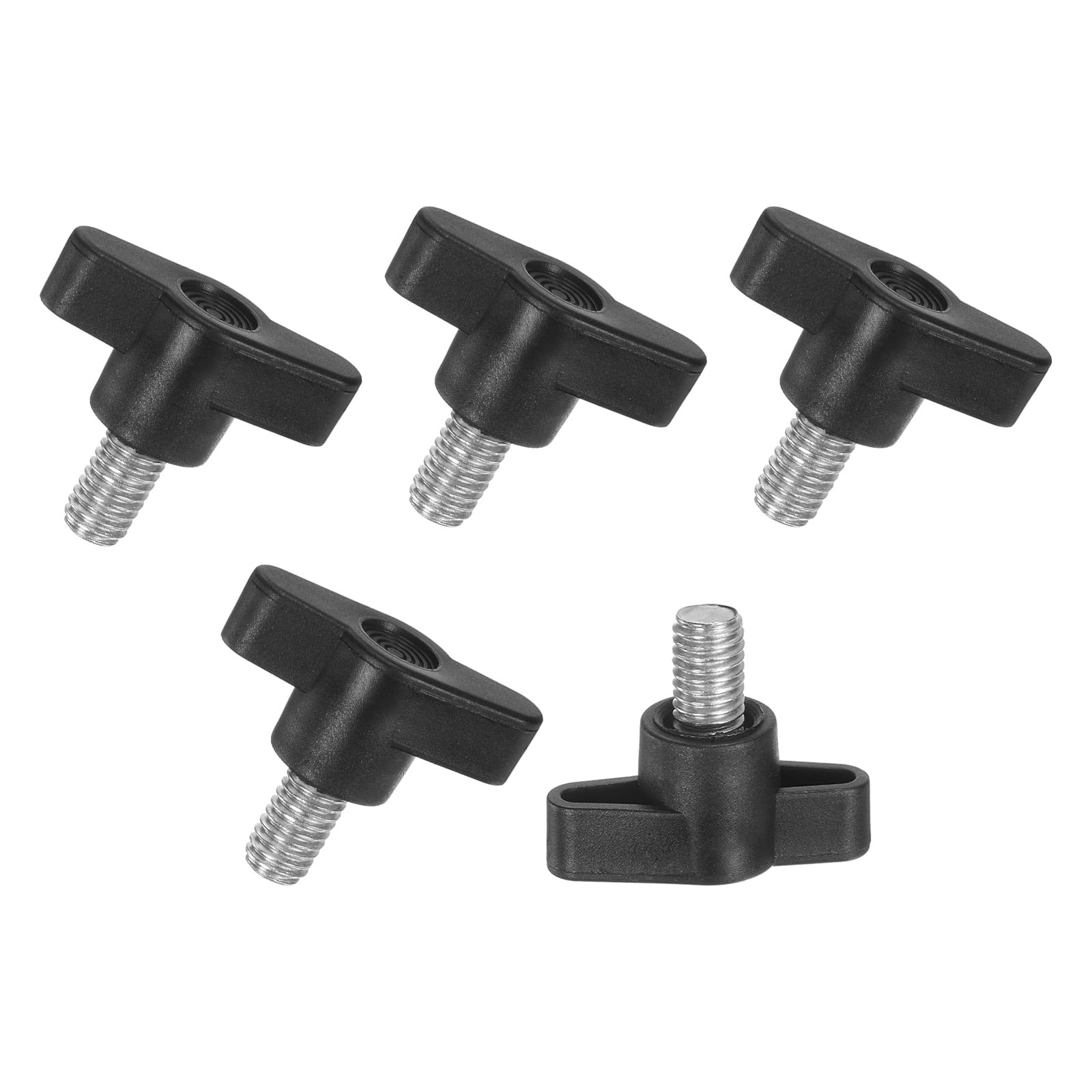 M METERXITY 5-Pack Thumb Screws, M8x12mm Tee Wing Knobs, T Shaped Handle Clamping Screw Knob for Woodworking/Machinery/Equipment, Metric Thread Thumbscrew [304 Stainless Steel, Black]