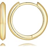 Aolumio Gold Hoop Earrings 14K Gold Earrings for Women Hoop Earring for Women Earring Hoops Trendy Sleek Clean Lines Design Hoops Earring for Womens 18mm
