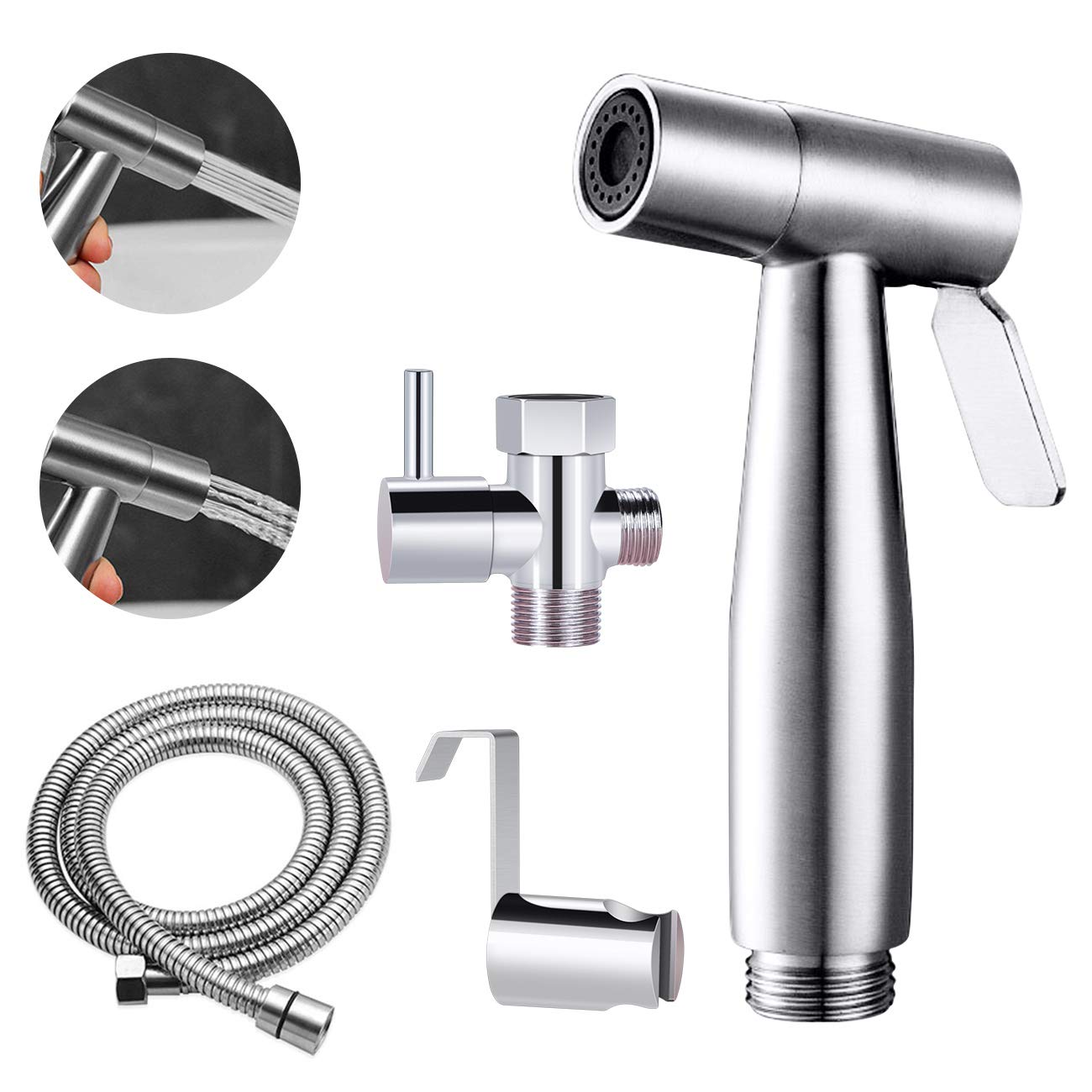 Stainless Steel Bathroom Handheld Bidet Toilet Sprayer - Shattaf Sprayer Best Used for Personal Hygiene and Potty Toilet Spray - Perfect Bottom Cleaner Spray & Shower Attachment