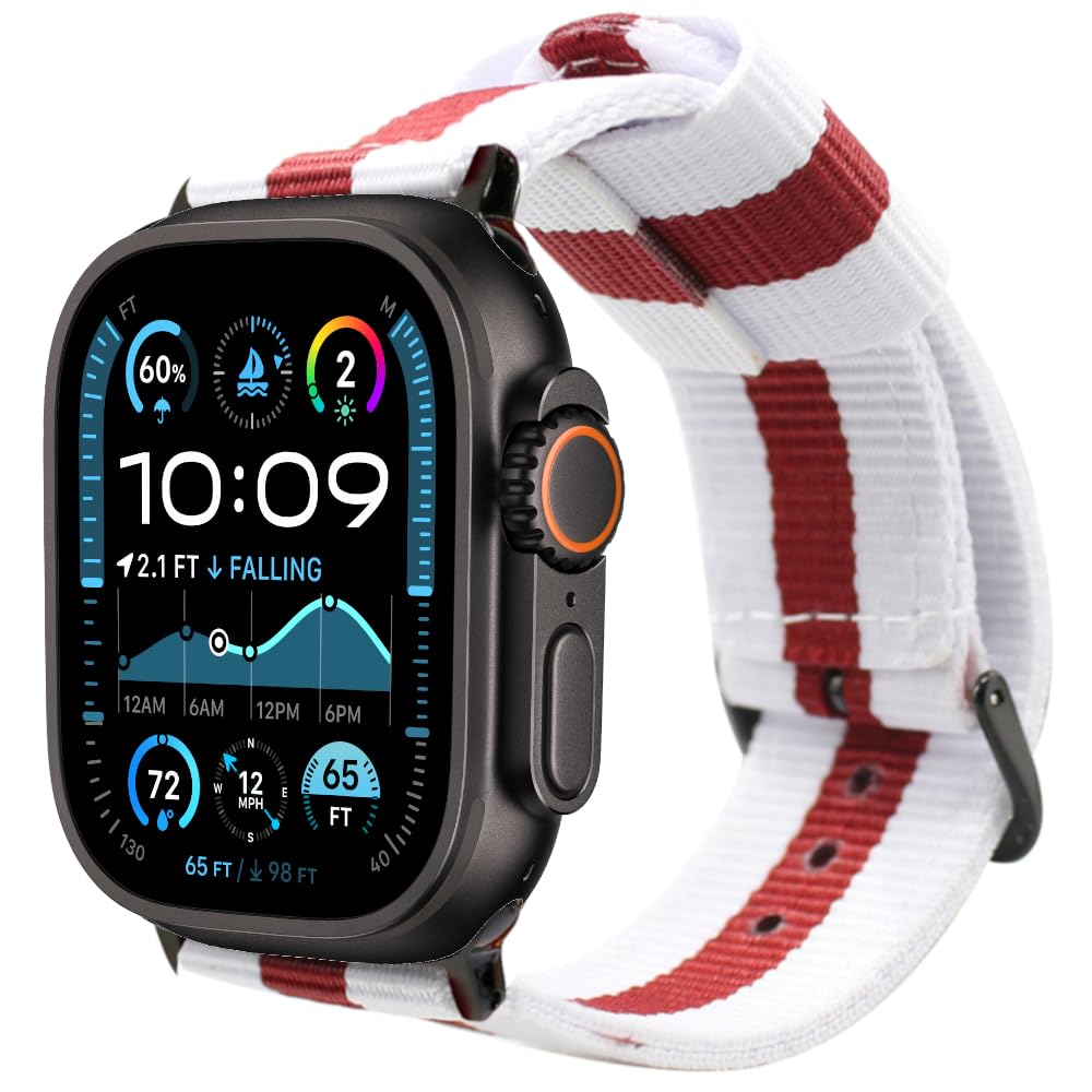 ESTUYOYA England Strap compatible with Apple Watch 49mm 46mm 45mm 44mm, (42mm-Serie 1-3), English Flag Nylon Bracelet with Buckle Closure Sports for iWatch Series 10 9 8 7 6 5 4 3 2 1 SE Ultra 2