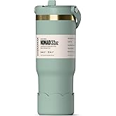 Hydrapeak Nomad 32 oz Tumbler with Handle and Straw Lid, Scallop Silicone Boot, Gold Trim, Leakproof, Double Insulated Stainless Steel Cup (Seafoam)