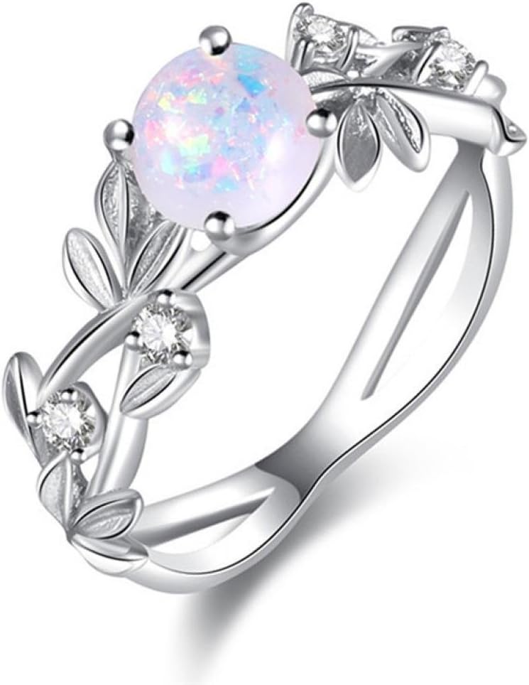 Rings Daoroka Women Sterling Silver Rings Oval Cut Fire Opal Diamond Band Rings Jewelry Gift