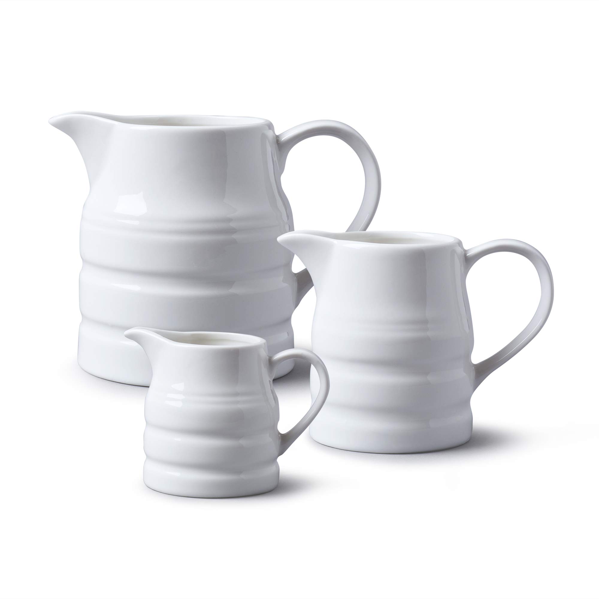 WM Bartleet & Sons 1750 TSET3 Porcelain Traditional Churn Jugs Set of 3 (135 ml) White