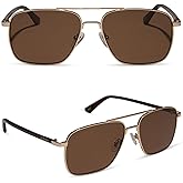 DIFF Yellowstone Sunglasses Rip Wheeler Designer Oversized Navigator Sunglasses for Men and Women UV400 Polarized Protection, Western Gold + Marbled Brown w/Bold Brown