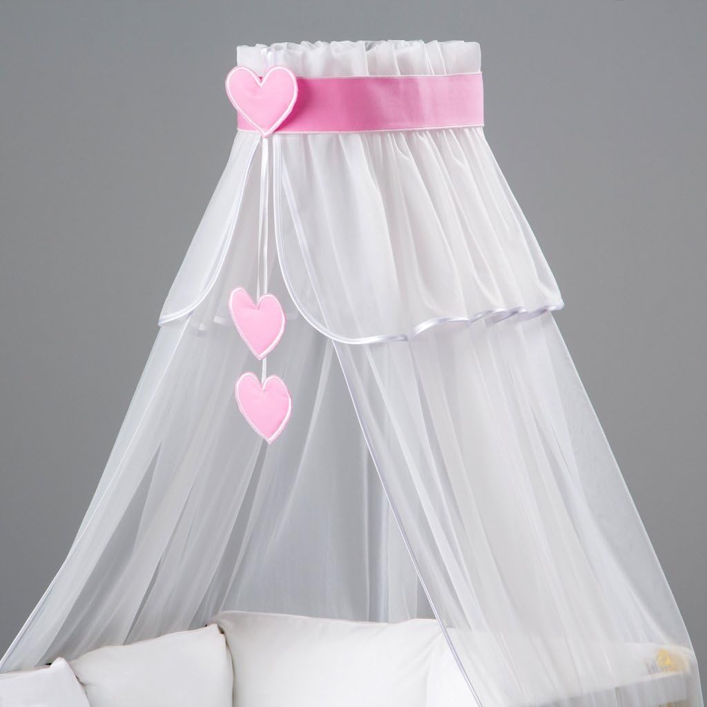 3 element set : Lovely Canopy/Mosquito Net for Baby Cot Bed Crib + hanging Decorations + Holder / Designed by Dreamzzz handmade