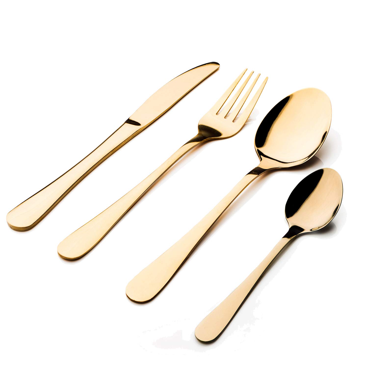 Sabichi Glamour Gold Cutlery Set - 16-Piece Stainless Steel Knives And Forks Set - University Essentials - Tableware Set with Spoon Knifes and Forks - Service for 4 - Dishwasher Safe - Coloured Finish